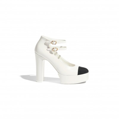 CHANEL MARY JANES LAMBSKIN & GROSGRAIN G46433